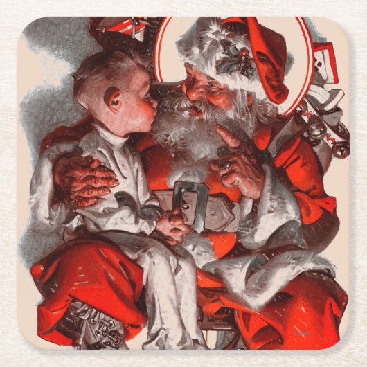 Dessous-de-verre Carré En Papier Père Noël Lap (Devant)