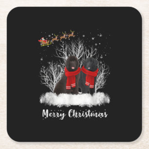 Dessous-de-verre Carré En Papier père Noël Newfoundland Couple Joyeux cadeau de c