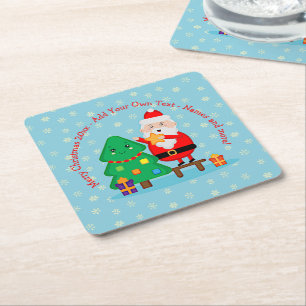 Dessous-de-verre Carré En Papier Père Noël Putting Star Christmas Tree 20xx Ajouter