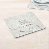 Dessous-de-verre Carré En Papier perle masculin double monogramme (Incliné)