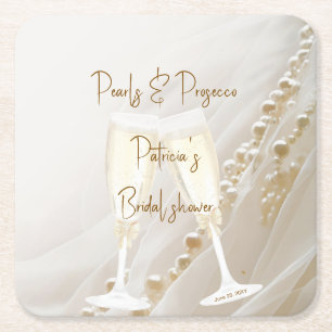 Dessous-de-verre Carré En Papier Perles & Prosecco Élégance Moderne