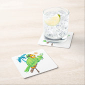 Dessous-de-verre Carré En Papier Perroquet Avec Cocktail (En situation)