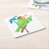 Dessous-de-verre Carré En Papier Perroquet Avec Cocktail (Incliné)