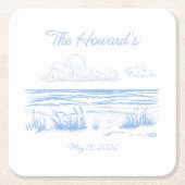 Dessous-de-verre Carré En Papier Personalized Beach Wedding Coasters (Devant)