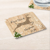 Dessous-de-verre Carré En Papier Personalized doe Christmas bauble wooden backgroun (Incliné)