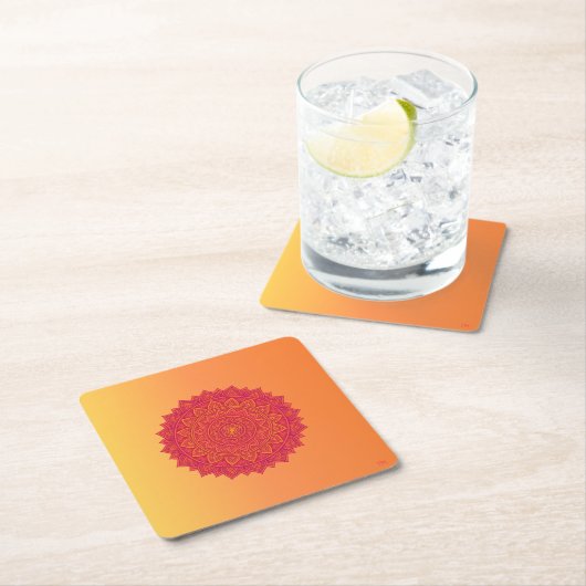Dessous-de-verre Carré En Papier Personalized Mandala Paper Coasters (En situation)