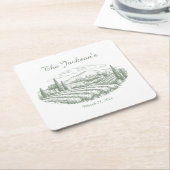Dessous-de-verre Carré En Papier Personalized Vineyard Wedding Coasters  (Incliné)