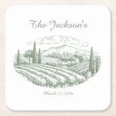 Dessous-de-verre Carré En Papier Personalized Vineyard Wedding Coasters  (Devant)