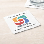 Dessous-de-verre Carré En Papier Personnalisé Ajouter votre logo d'entreprise Entre<br><div class="desc">Dessous de verre marketing simple et chic pour une entreprise moderne ou une entreprise à la recherche d'un cadeau client pour les clients ou les employés. Ajoutez votre logo et votre nom d'entreprise personnalisés.</div>