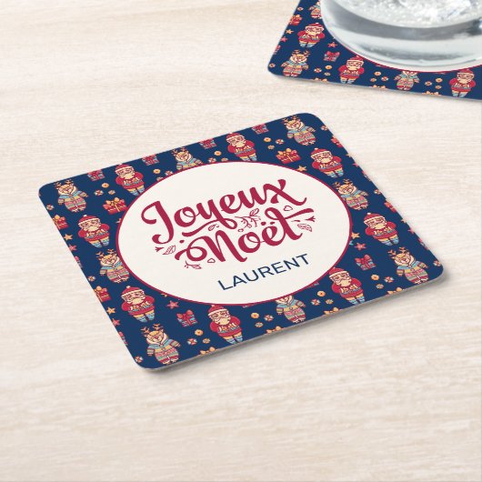 Dessous-de-verre Carré En Papier Personnalisé Joyeux Noel (Incliné)