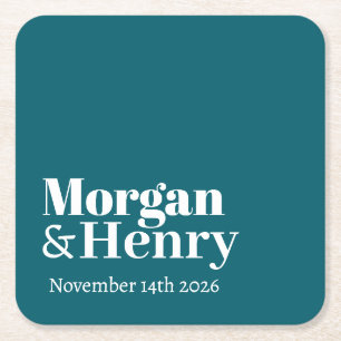 Dessous-de-verre Carré En Papier Personnalisé Nom Personnalisé Simple Moderne Minim