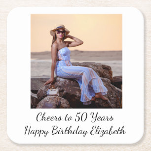 Dessous-de-verre Carré En Papier Personnaliser la fête d'anniversaire de la photo p
