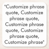 Dessous-de-verre Carré En Papier Personnaliser phrase citation, élégant noir blanc (Devant)