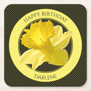 Dessous-de-verre Carré En Papier Personnalisez: Photographie florale Daffodil jaun