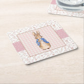 Dessous-de-verre Carré En Papier Peter le lapin rose (Incliné)