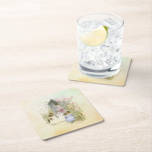 Dessous-de-verre Carré En Papier Peter Rabbit (chats) (En situation)