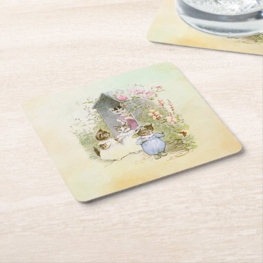 Dessous-de-verre Carré En Papier Peter Rabbit (chats) (Incliné)