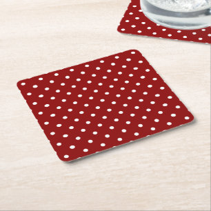 Dessous-de-verre Carré En Papier Petit arrière - plan blanc de rouge de pois