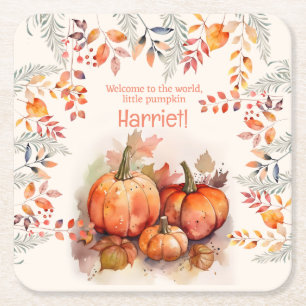 Dessous-de-verre Carré En Papier Petit Baby shower Citrouille