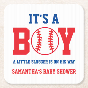 Dessous-de-verre Carré En Papier Petit Baby shower De Baseball Slugger