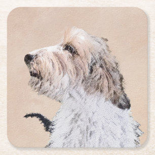 Dessous-de-verre Carré En Papier Petit Basset Griffon Vendéen Peinture - Chien Art