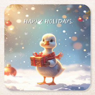 Dessous-de-verre Carré En Papier Petit Canard Papier Rond de Noël