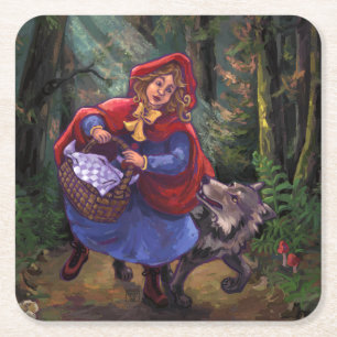 Dessous-de-verre Carré En Papier Petit Chaperon Rouge