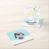 Dessous-de-verre Carré En Papier Petit chiot, bébé (En situation)