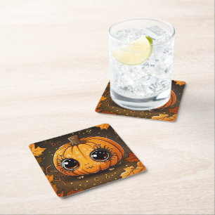 Dessous-de-verre Carré En Papier Petit Citrouille d'Halloween