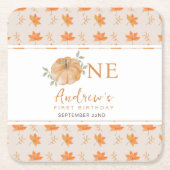 Dessous-de-verre Carré En Papier Petit Citrouille Feuilles d'automne automne 1er an (Devant)