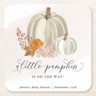 Dessous-de-verre Carré En Papier Petit Citrouille sur le chemin Baby shower Customi