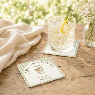 Dessous-de-verre Carré En Papier Petit germe sage vert botanique Baby Shower