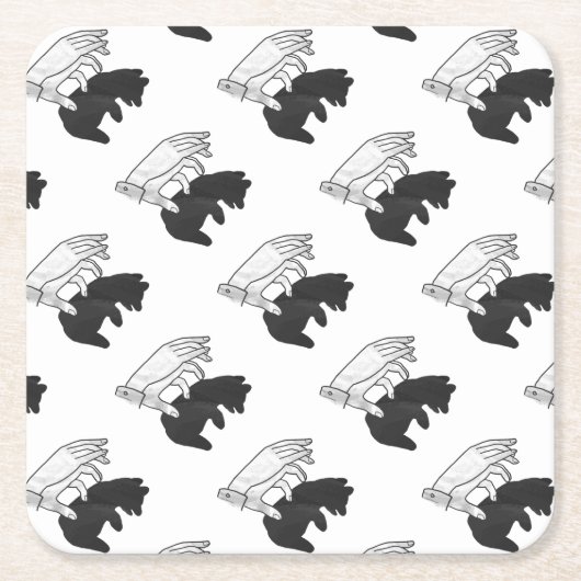 Dessous-de-verre Carré En Papier Petit ours Ours Silhouette Main (Devant)