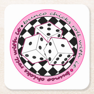 Dessous-de-verre Carré En Papier Petit pain de poussins de Bunco avec lui - rose