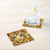 DESSOUS-DE-VERRE CARRÉ EN PAPIER PETIT TIGER (En situation)