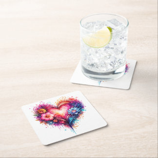 Dessous-de-verre Carré En Papier Petit Verre Shooter Love Design