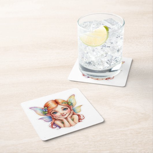 Dessous-de-verre Carré En Papier Petite fée 1 (En situation)