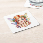 Dessous-de-verre Carré En Papier Petite fée 1 (Incliné)