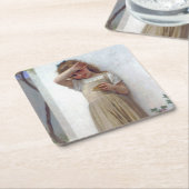 Dessous-de-verre Carré En Papier Petite fille, Bouguereau (Incliné)