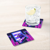 Dessous-de-verre Carré En Papier Pharaoh Synthwave (En situation)