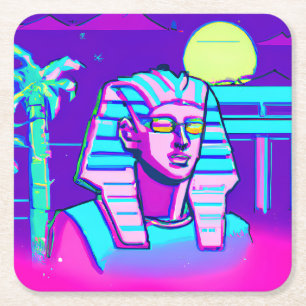 Dessous-de-verre Carré En Papier Pharaoh Synthwave