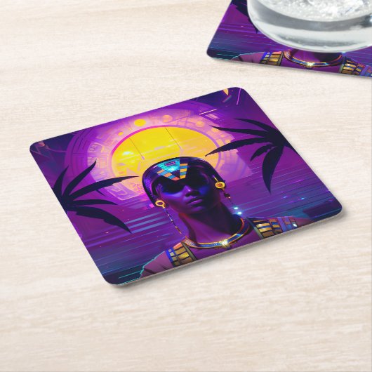 Dessous-de-verre Carré En Papier Pharaon Synthwave (Incliné)