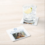 Dessous-de-verre Carré En Papier Photo bat mitzvah Star bleue du parti David<br><div class="desc">Ce dessous de verre en papier Bat mitzvah bleu clair a une belle Star de David dessin artistique en haut. Complétez le décor avec votre nom personnalisé et votre photo.</div>