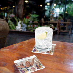 Dessous-de-verre Carré En Papier Photo collage blanc fête d'anniversaire