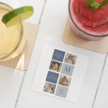 Dessous-de-verre Carré En Papier Photo Collage moderne & Bleu Happy Fête des pères<br><div class="desc">Modern Collage Photo & Blue Happy Fête des pères Gift est un cadeau personnalisé et réfléchi pour célébrer l'homme spécial dans votre vie sur la Fête des pères. Le cadeau comprend un cadre photo de collage magnifiquement conçu avec de l'espace pour de multiples images, vous permettant de capturer et d'afficher...</div>