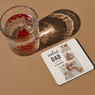 Dessous-de-verre Carré En Papier Photo Collage moderne Happy Fête des pères Cadeau