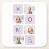 Dessous-de-verre Carré En Papier Photo de collage moderne Meilleure mère Ever Purpl (Devant)