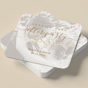 Dessous-de-verre Carré En Papier Photo de mariage pour vivre heureux pour toujours