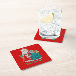 Dessous-de-verre Carré En Papier photo des présences de tri père Noël pour Noël