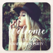 Dessous-de-verre Carré En Papier Photo Graduation Typographie Parti Favoriser (Devant)